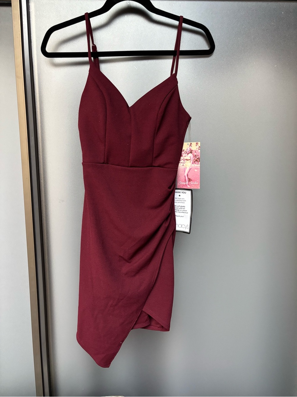 NEW - Women's Burgundy Asymmetrical Slip Dress - XS